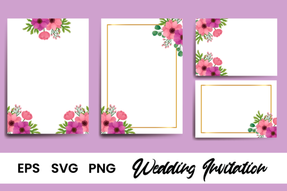 Anemone Flower Wedding Invitation: Graphics & Print Templates