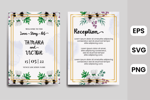 Anemone Watercolor Wedding Invitation Graphics