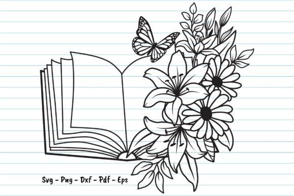 Book with Floral Svg, Graphics and Print Templates