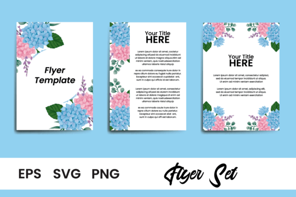 Brochure Flyer Template Hydrangea Flower: Graphics & Print Templates