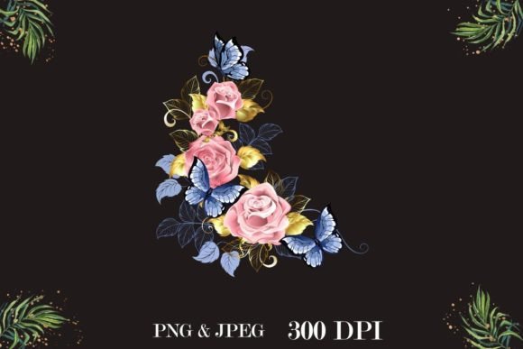 Butterfly Rose Flower Pink Sublimation