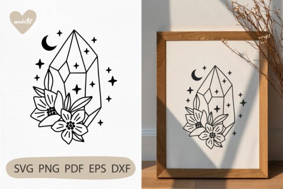Celestial Floral Crystal SVG for Crafts and Graphics