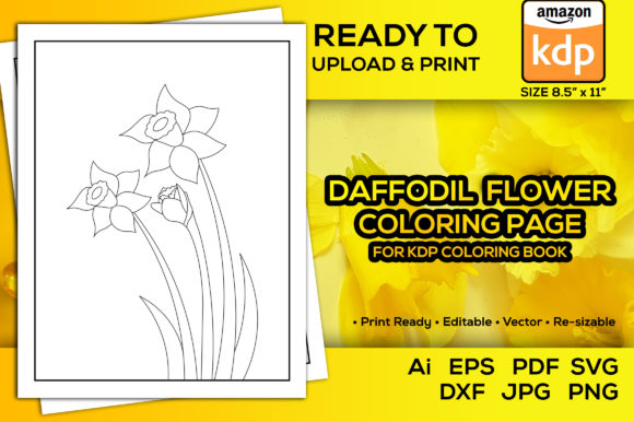 Daffodil Flower Coloring Pages Kdp Book