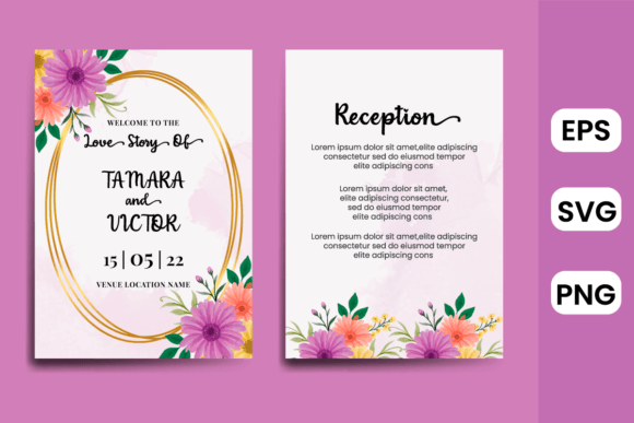 Daisy Flower Wedding Invitation Template: Graphics for Print Templates