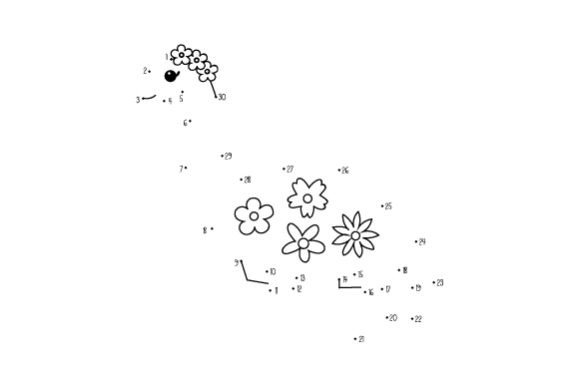 Dot-to-Dot Cute Dinosaur with Flowers Crafts