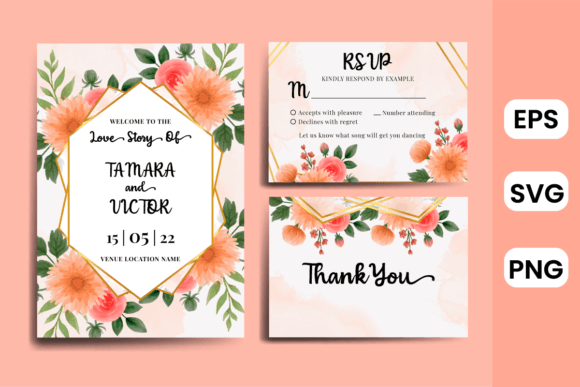 Floral Frame Wedding Invitation Dahlia