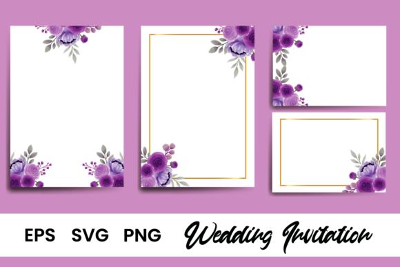 Floral Frame Wedding Invitation Graphics and Print Templates