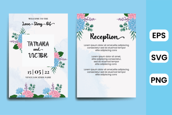 Floral Frame Wedding Invitation Hydrange