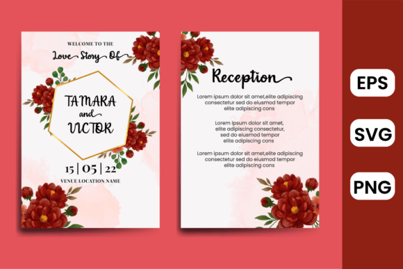 Floral Frame Wedding Invitation - Peony: Graphics for Print Templates