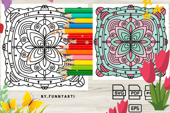 Floral Mandala Coloring Page Graphics and Coloring Pages Amp