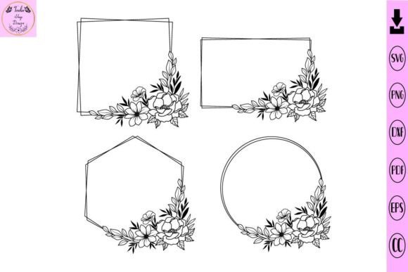 Flower Frame, Flower Svg, Floral Wreath Graphics