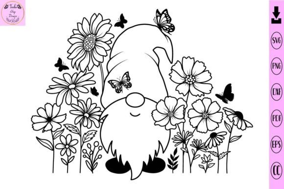 Gnome in Blooming Flower Svg: Graphics & Print Templates