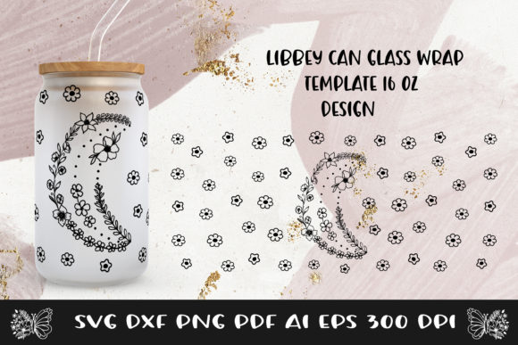 Graphics for Crafts: Glass Can Wrap Moon Flower SVG