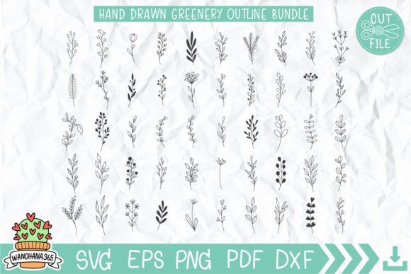 Greenery Outline Bundle Svg: Graphics for Crafts and Content