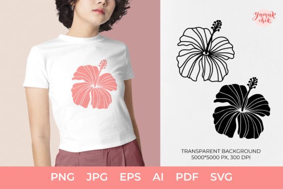 Hibiscus Flower SVG DXF for Graphics and Crafts