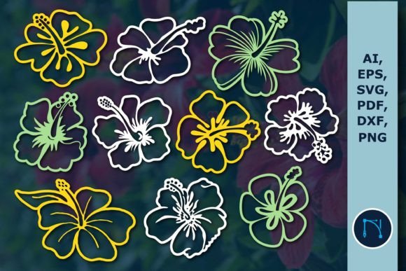 Hibiscus Flowers SVG Bundle for Laser Cutting