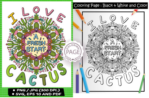 I Love Cactus. Mandala Inspiration. Graphics