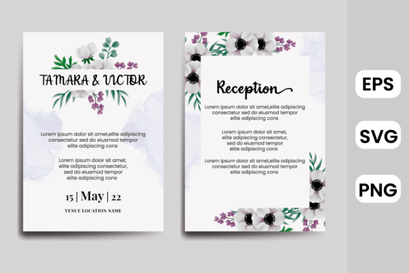 Invitation Card Anemone Flower SVG: Graphics for Print Templates