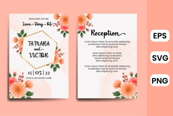 Invitation Card Dahlia Watercolor Flower Graphics