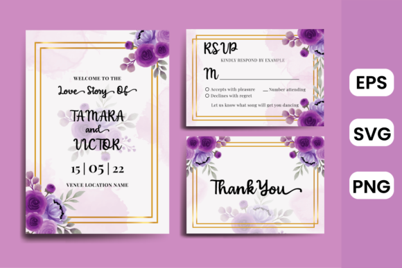 Invitation Flower Rose Watercolor SVG for Graphics and Print Templates