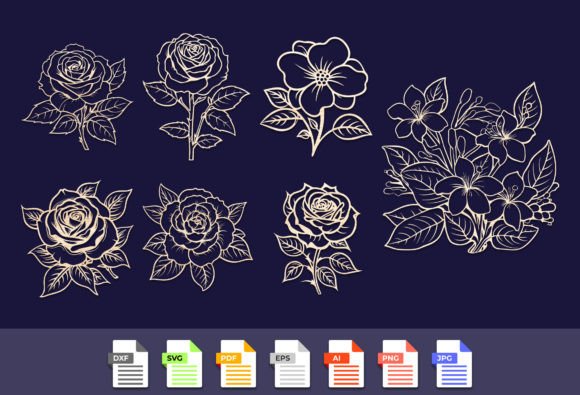 Laser Cut Decorative Flowers Rose SVG for Wall Decor