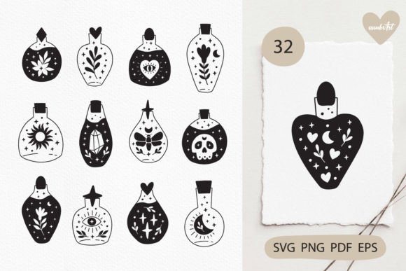 Mystical Potion Bottle SVG Bundle: Graphics & Crafts