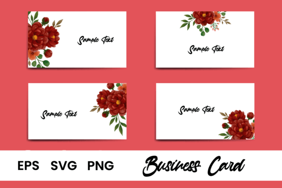 Name Card Peony Flower Watercolor Graphics