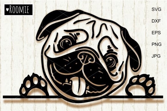 Peeking Pug Dog: Graphics for Crafts & Small Business Branding