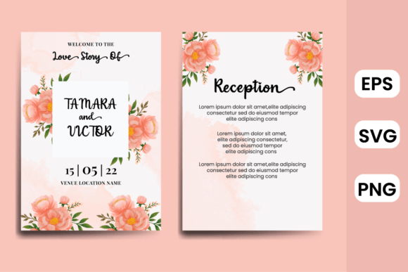 Peony Flower Wedding Invitation Card