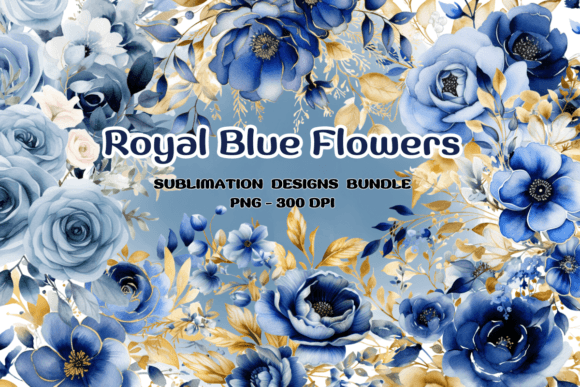 Royal Blue Flowers Clipart: Graphics for Creative Projects