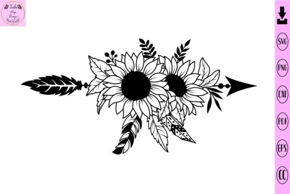 Sunflower Svg Boho Arrow Flower Svg: Graphics for Print Templates