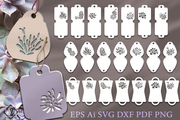 Tags with Succulents. Cutting File: Graphics and Crafts