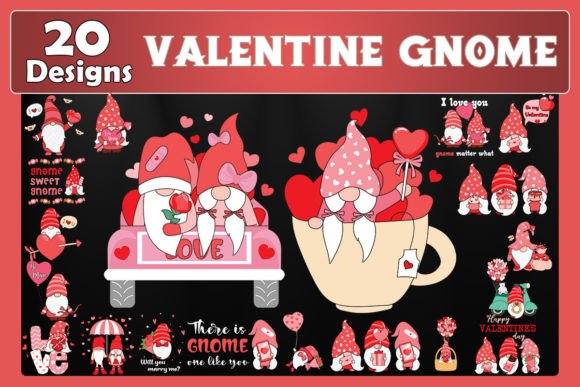 Valentine Gnomes Bundle SVG 20 Designs