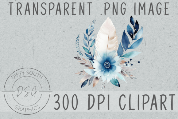 Watercolor Boho Feathers Flowers Graphics