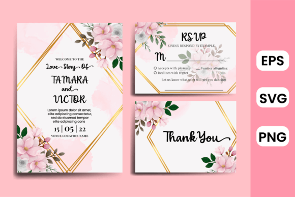 Watercolor Invitation Card Magnolia SVG