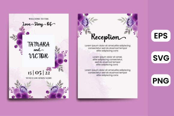 Wedding Invitation Flower Watercolor Graphics