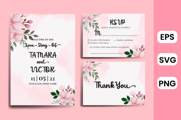 Wedding Invitation Magnolia Flower Frame: Graphics for Print Templates