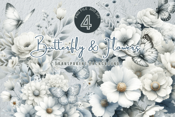 White Flora Watercolor Flowers: Graphics for Creative Design