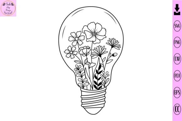 Wildflower Lightbulb Svg, Flower Svg Graphics