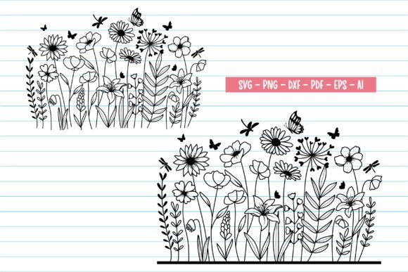 Wildflower Svg Flowers and Butterfly Svg